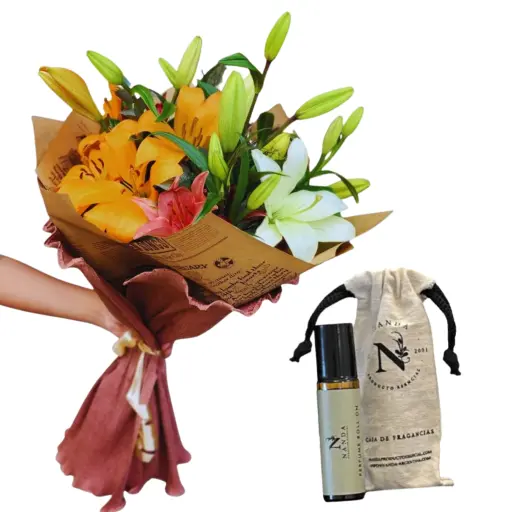 RAMO DE FLORES LILIUM CON PERFUME ROLL ON